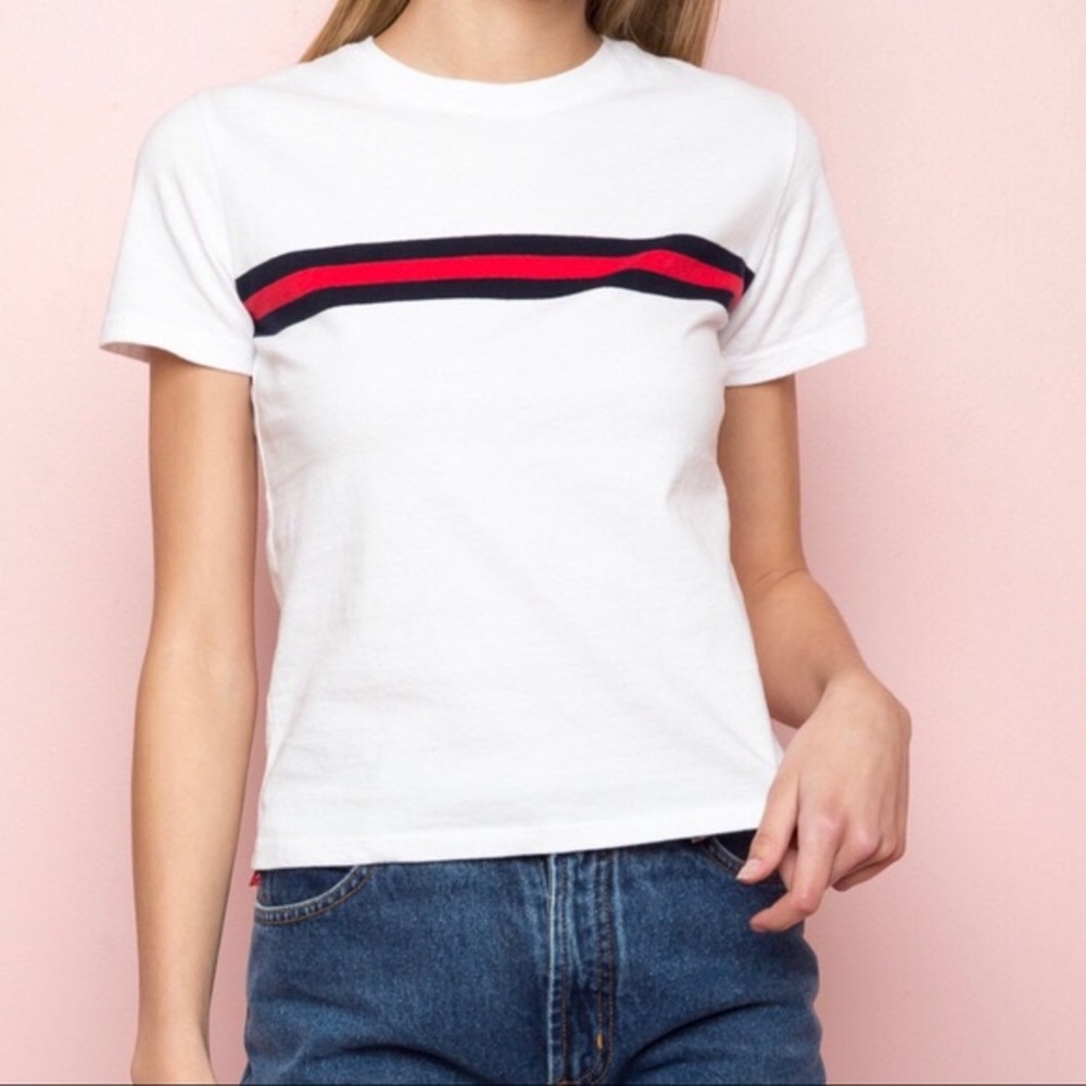 john galt white with red and blue striped shirt